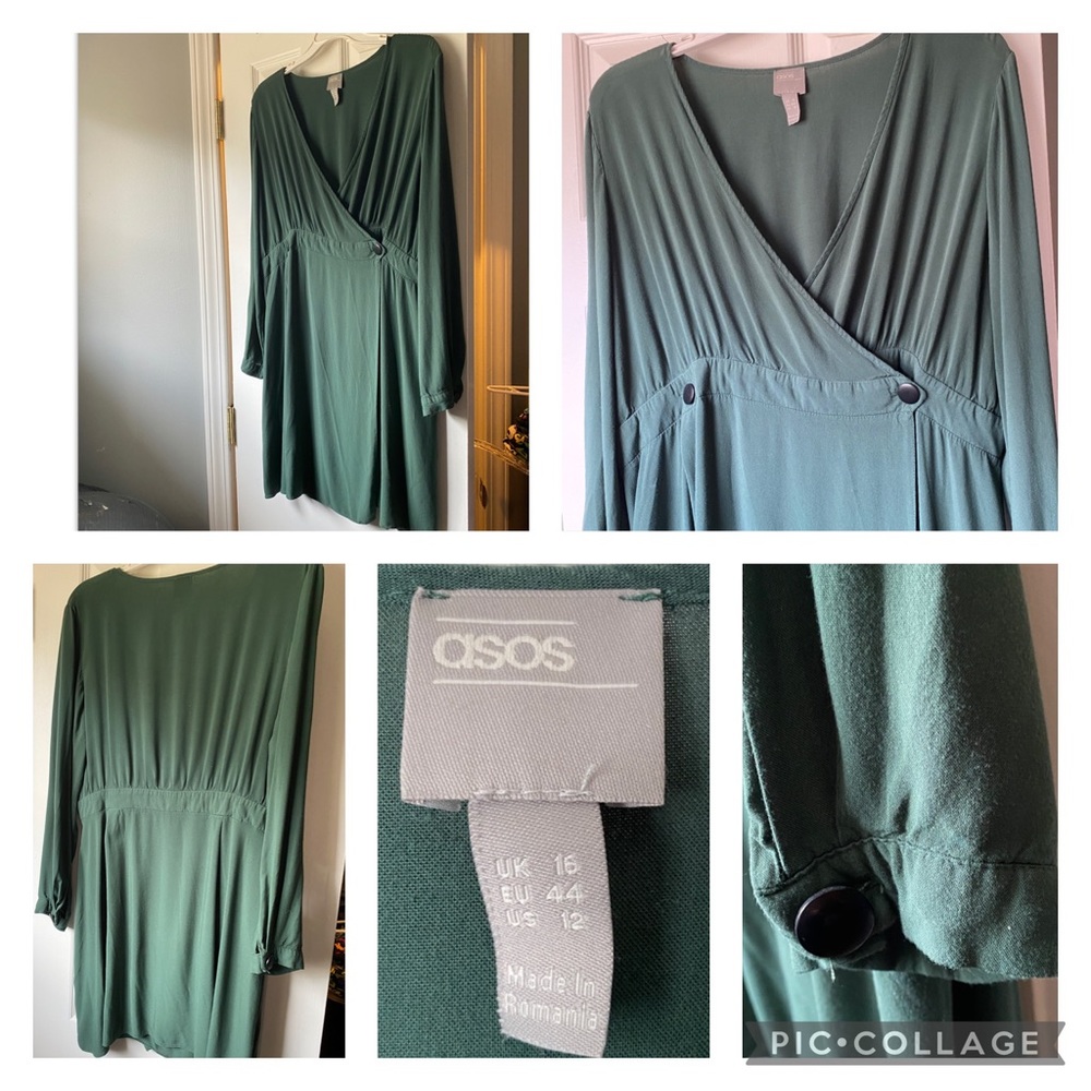 ASOS Maternity Green Wrap Mini Dress size 12